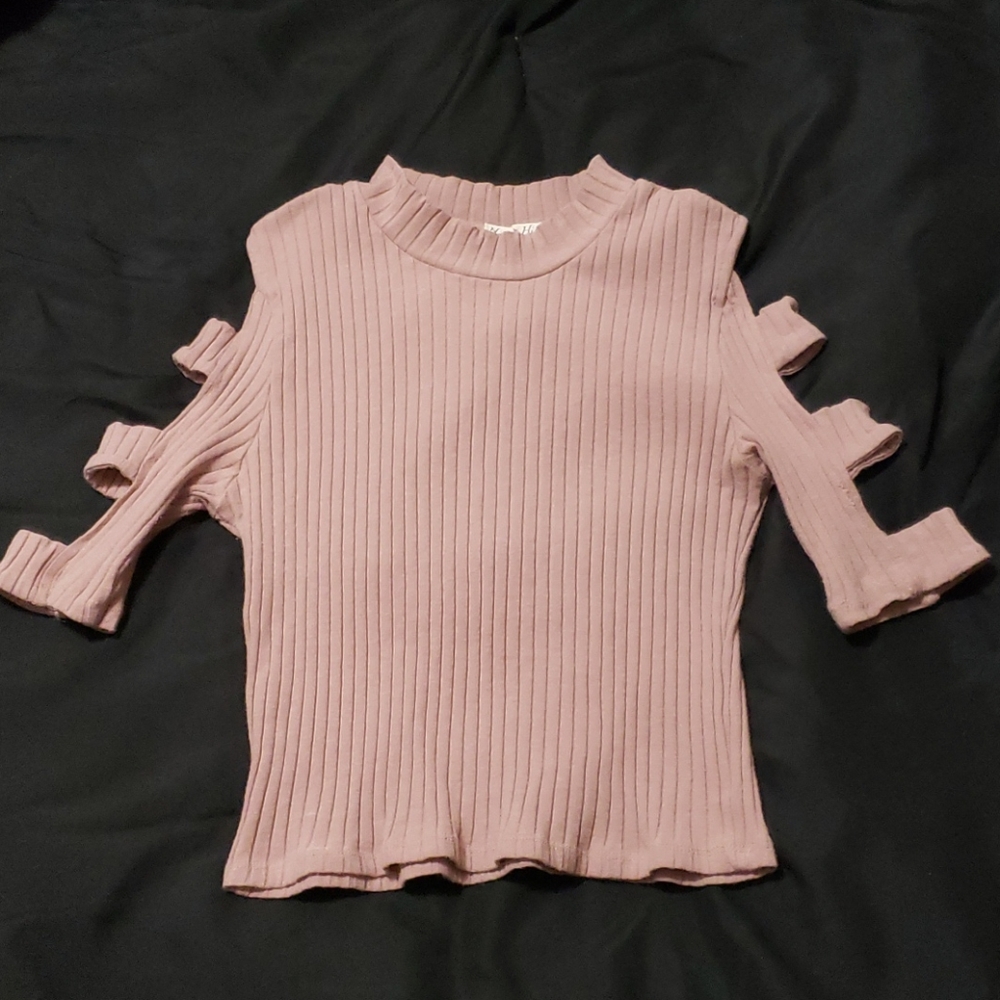 Women's pink arm cuts outs crop top